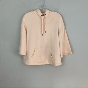 William Rast Peach Color Crop Short Sleeve Hoodie Sweatshirt Kangaroo Pocket M